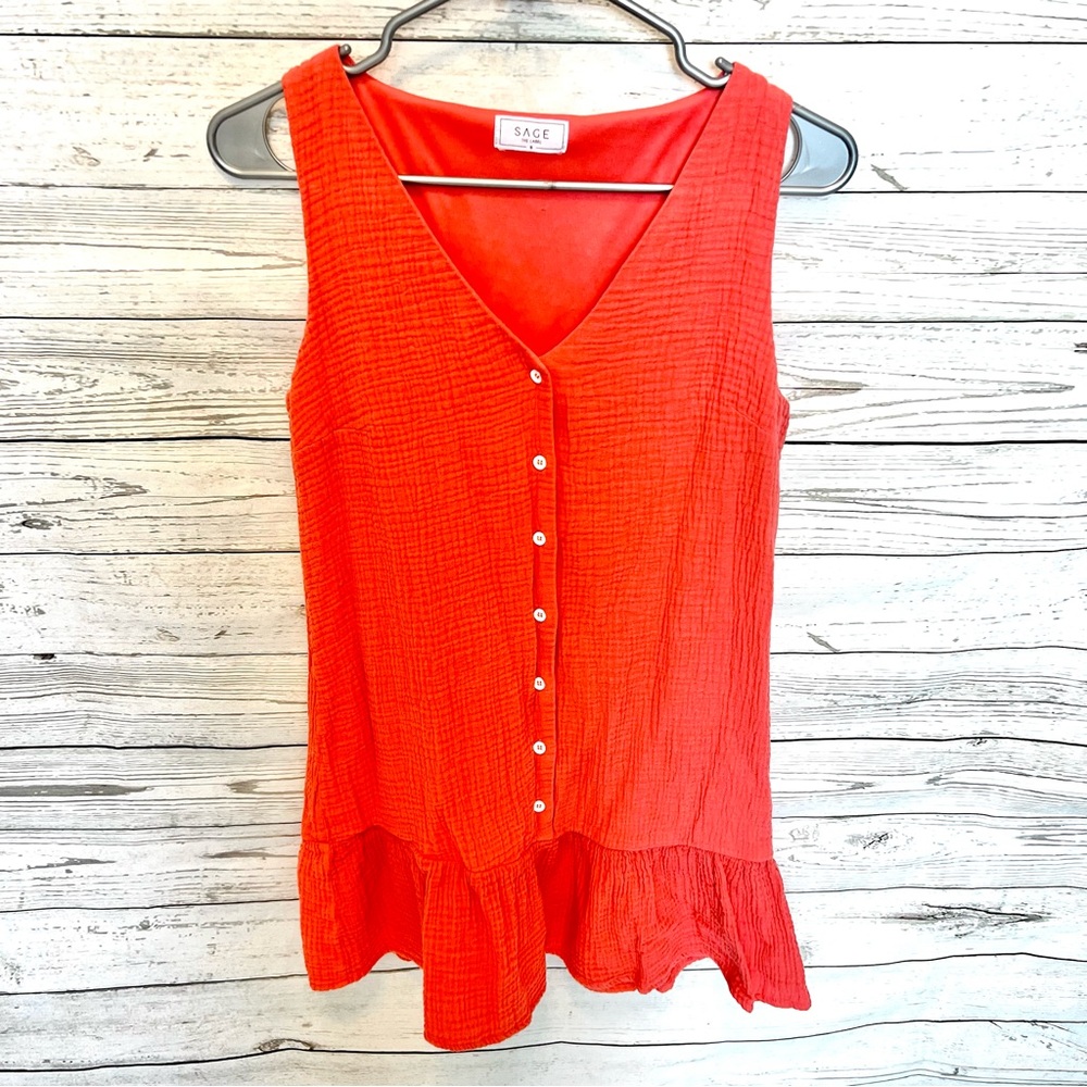 Coral Pink Orange Button-Down Women's Dress